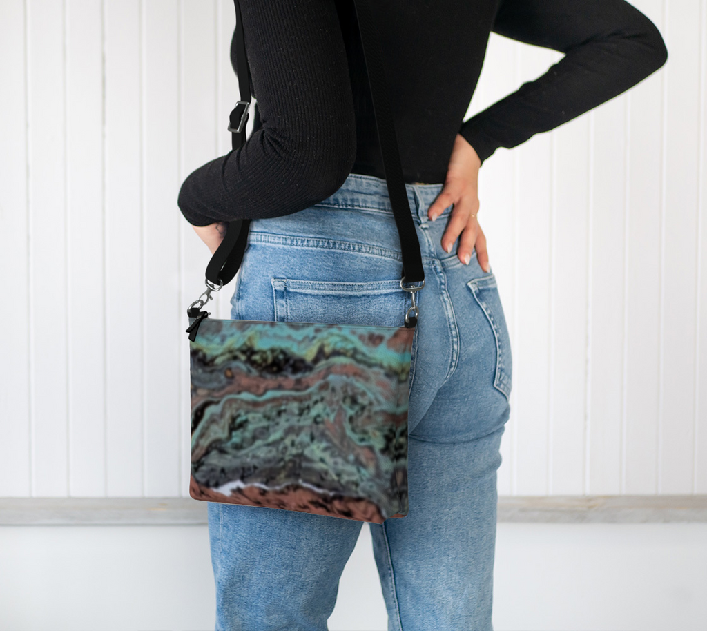 Copper Agate Vegan Leather Crossbody Purse