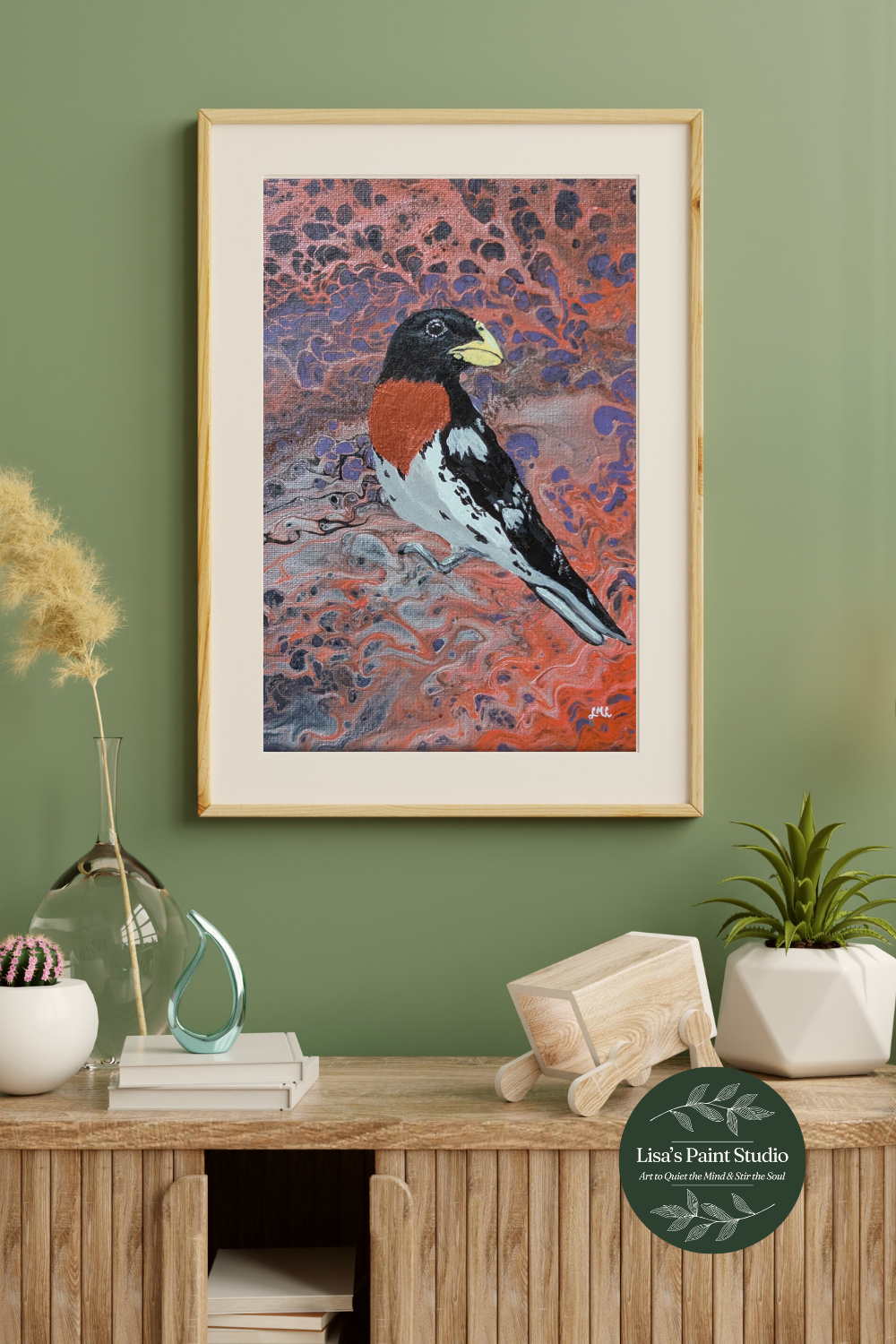 Migratory Rose-Breasted Grosbeak - Art Print