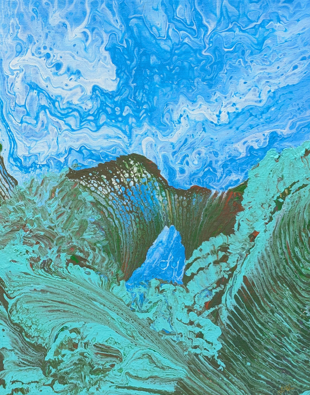 Mountain River Surge - Original Paint Pour