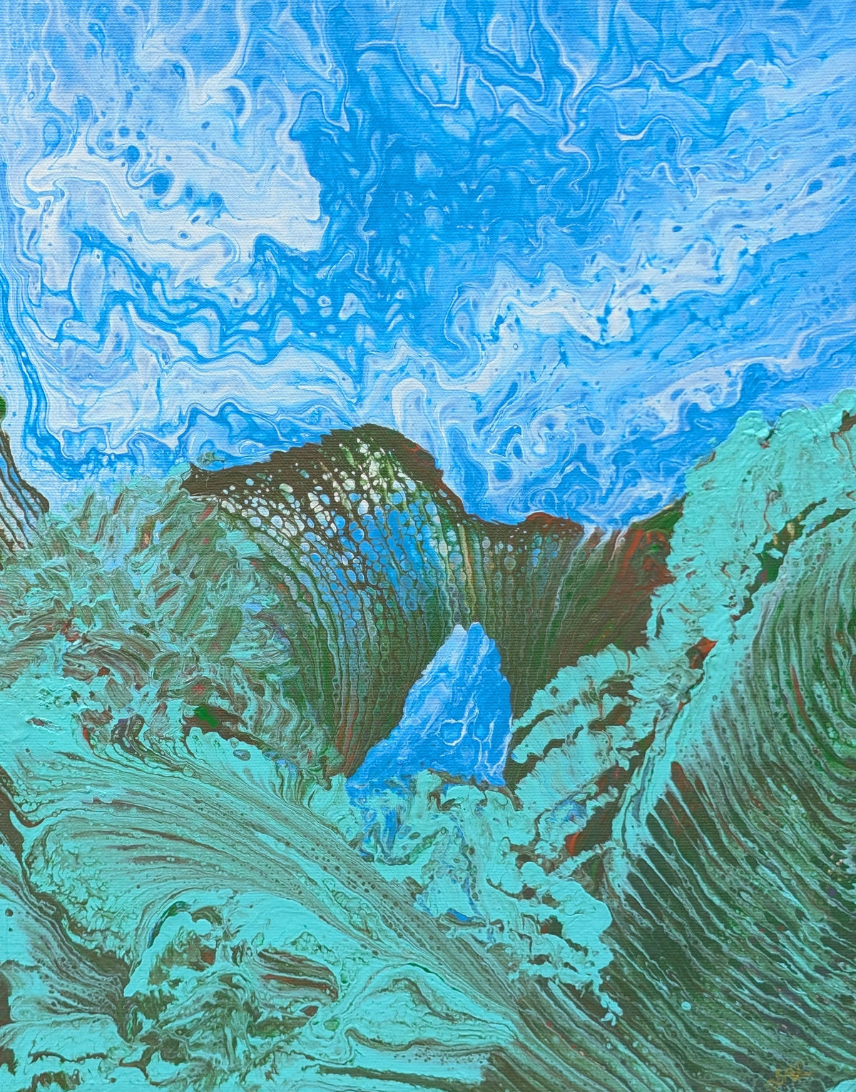 Mountain River Surge - Original Paint Pour