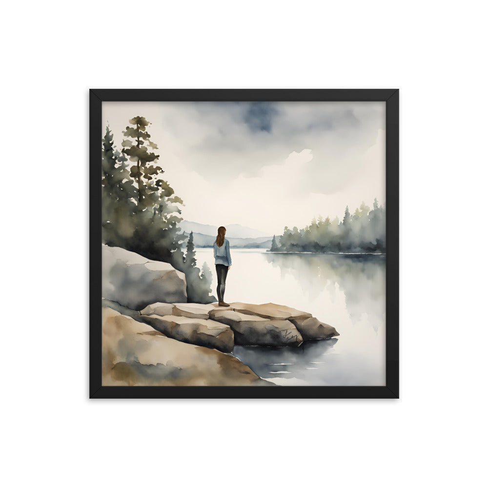 Solitude by the Lake, Framed Poster