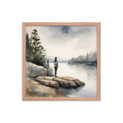 Solitude by the Lake, Framed Poster