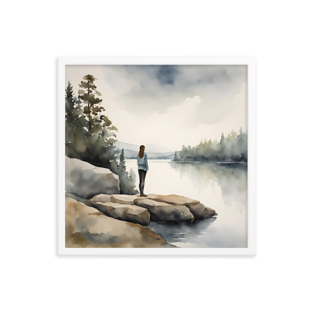 Solitude by the Lake, Framed Poster