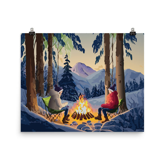 Snowy Mountain Serenity, Giclée print poster